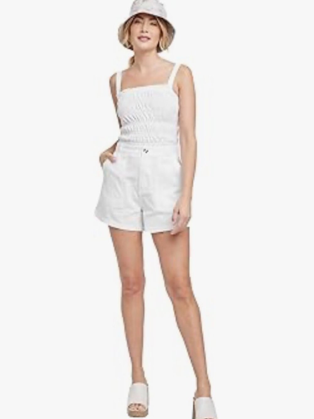 Cotton Utility Shorts Womens High Rise White Size 14 Universal Thread